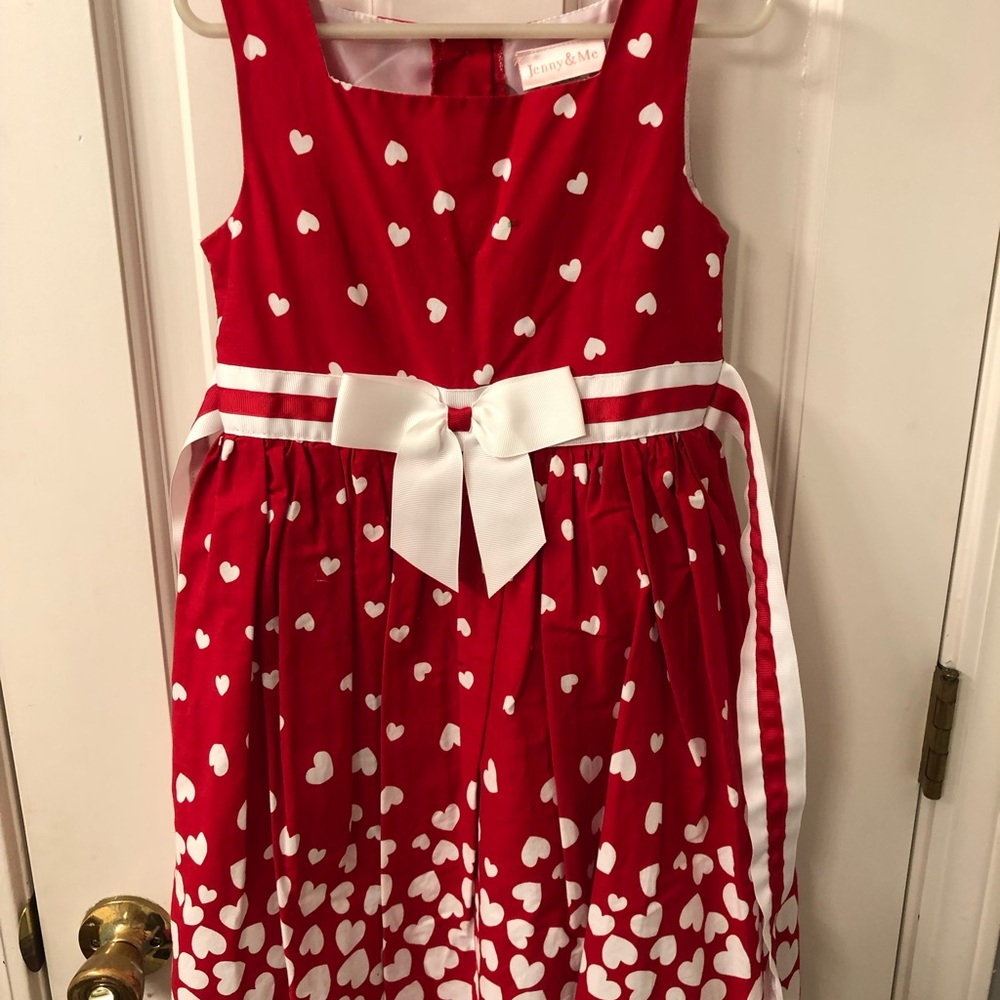 Red Heart Print Kids Dress
